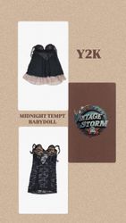 Y2K Midnight Tempt Babydoll Tops