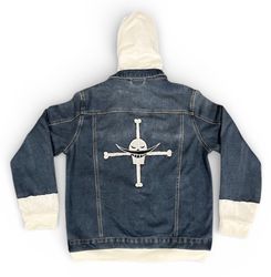 「Fs-50 アップサイクルデニムフード付きジャケット オリジナル刺繍付き」