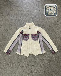 Upcycled Knitwork Patch Zip Jacke