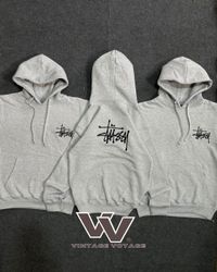 Stussy reworked style grey pullover hoodies #2912