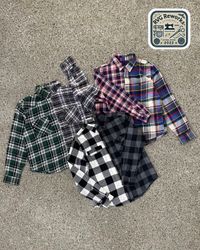 アップサイクル スプリット チェック フランネル シャツ