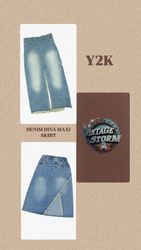 Y2K Denim Diva Maxi Skirt