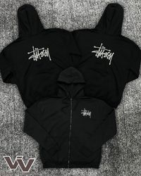 Stussy reworked style black zipper hoodies #3012