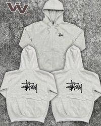 Stussy reworked style grey zipper hoodies #3012