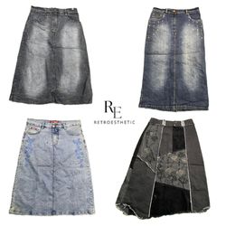 Jupes maxi en denim de l'ère Paris Hilton Y2K RE-2..