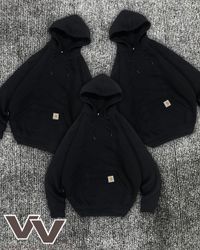 Carhartt reworked style black pullover hoodies #30..