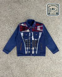 Upcycled Plaid Panel Patchwork Denim Jacket