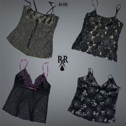 Y2K Black Gothic Cami Tops (AA-618)