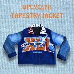 アップサイクルタペストリージャケット（デニムスリーブ）| 最小注文数量 15個