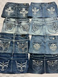 R330 Upcycled Ladies Embellished Micro Mini Skirts