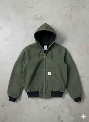 Carhartt rework style green hooded jackets