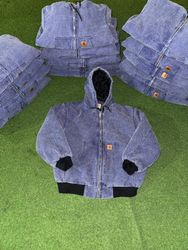 Rework Style Acid Wash Blue Carhartt Kapuzenjacken