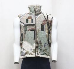 CR1093 Gilet zippé en tapisserie upcyclée
