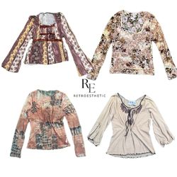 Y2K Earthy Tone Vibe Full Sleeve Printed Tops RE-2..