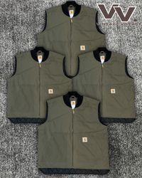 Carhartt reworked style olive green colour gilets ..