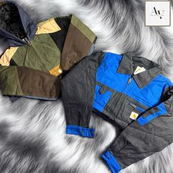 Carhartt rework style denim and patchwork jacket