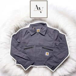 Carhartt rework style cropped gray jacket