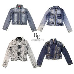 Y2Ka Unique Denim Zipper Jacket RE-2696