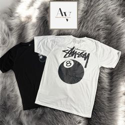 Stussy rework style 8ball t-shirt bianca e nera