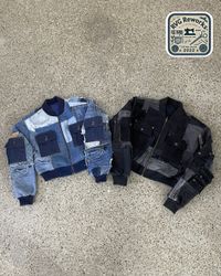 Upcycled Patchwork Denim Bomber Crop Jacket