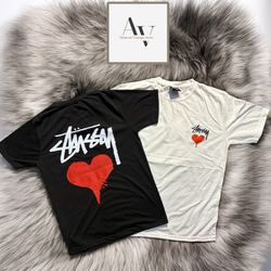 T-shirt noir et blanc Heart rework style Stussy ❤️