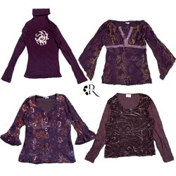 Y2K エッジィガール プリント フルスリーブ トップス Re-1441