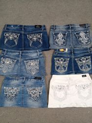 HD1282 Ladies Upcycled Y2K Denim Micro Mini Skirts