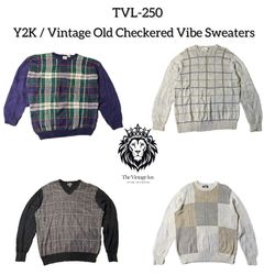Y2K / Vintage Alte Karomuster Pullover (TVL-250)