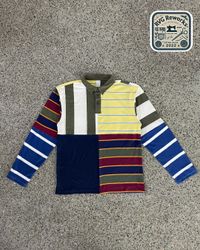 Upcycled Patchwork Long-Sleeve Polo Shirt