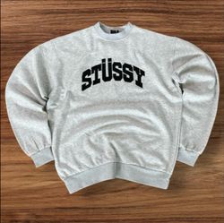 Rework style grey stussy crew neck sweatshirts
