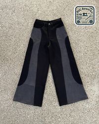 Upcycled Curved-Panel Denim Trousers