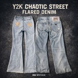 Y2K Chaos Street Flared Jeans