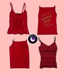 Y2k Romantic Red Date Night cami tops (M-938)