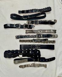 Y2K Gothic heavy Metallic Leather belts