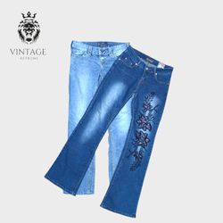 Y2K Embellished And Embroidered Flare Jeans