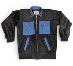 Fs-63 Upcycled Levi’s velvet bomber jacket with de..