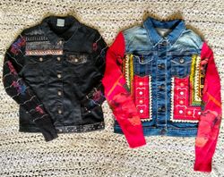 Jaqueta de bordado de denim