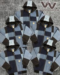 Jackets capuz patchwork jeans refeito Carhartt #61..