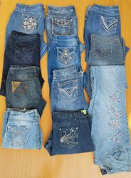 Calça bootcut de denim oversized (LJ-40)