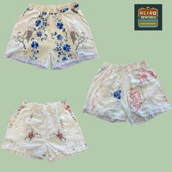 SS26 Upcycled Table Linen Patchwork Shorts