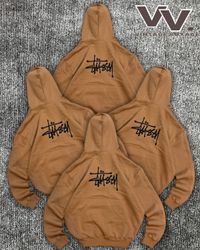 Stussy retravaillé style pull à capuche marron #71..