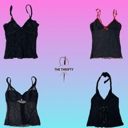 Y2k Black Rave Cami tops (SU 308)