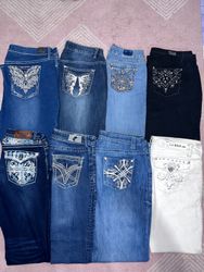 Y2k bestickte Jeanshose