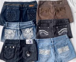 CR5835  Upcycled Embellished Y2K Shorts