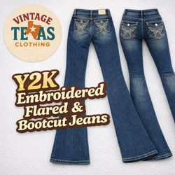 Y2k Embroided Flared and Bootcut Jeans 0001