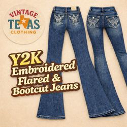 Y2k Embroidered Flared and Bootcut Jeans 0003