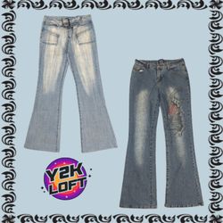 Y2K Cyber Girl Era Denim Flared Jeans