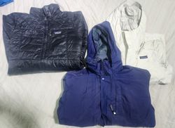 Patagonia puffer, windbreaker, raincoat