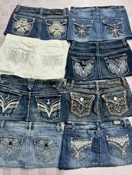 R338 Upcycled Ladies Embellished Mini Skirts