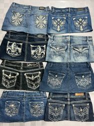 R339 Upcycled Ladies Embellished Mini Skirts